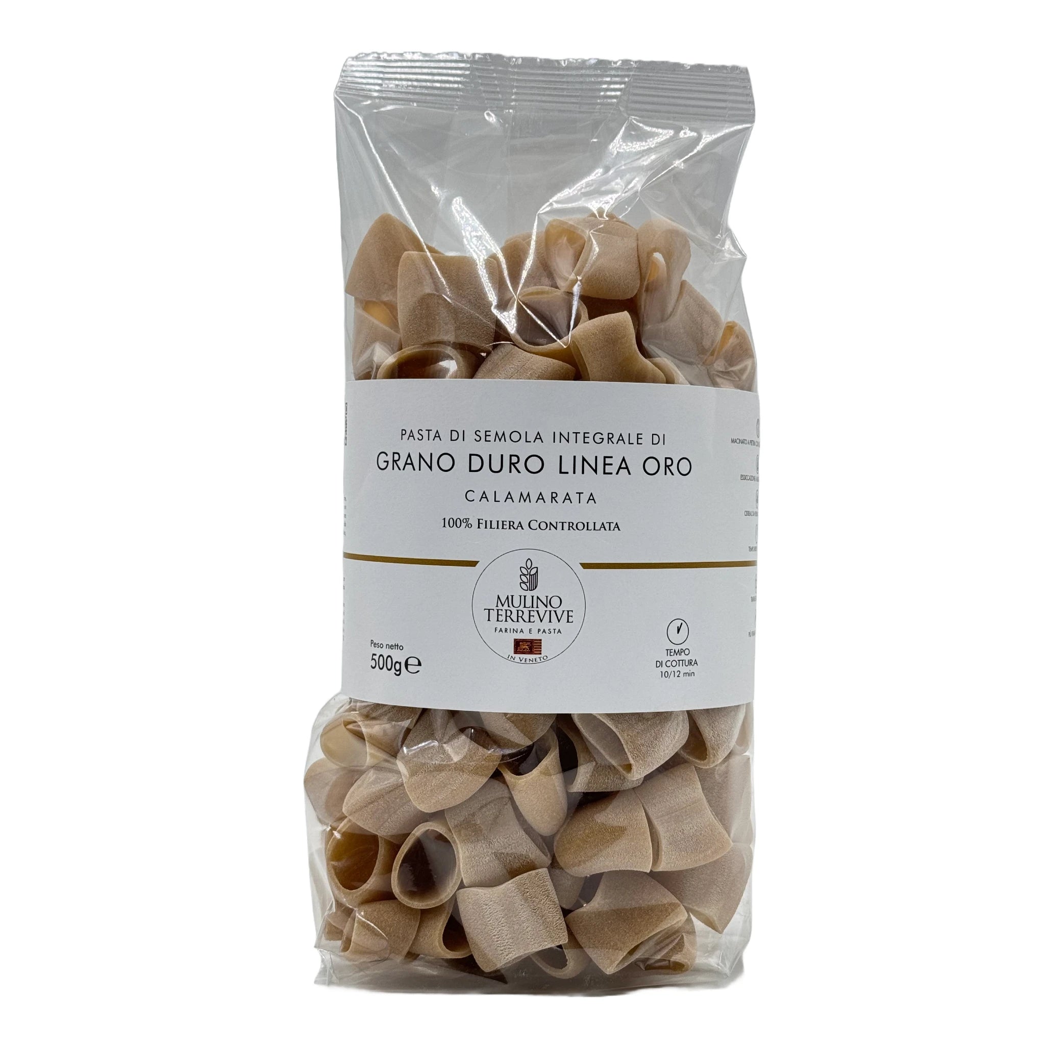 Pasta Integrale Grano Duro Linea Oro  Calamarata 500g  -  Mulino Terrevive - vaigustando