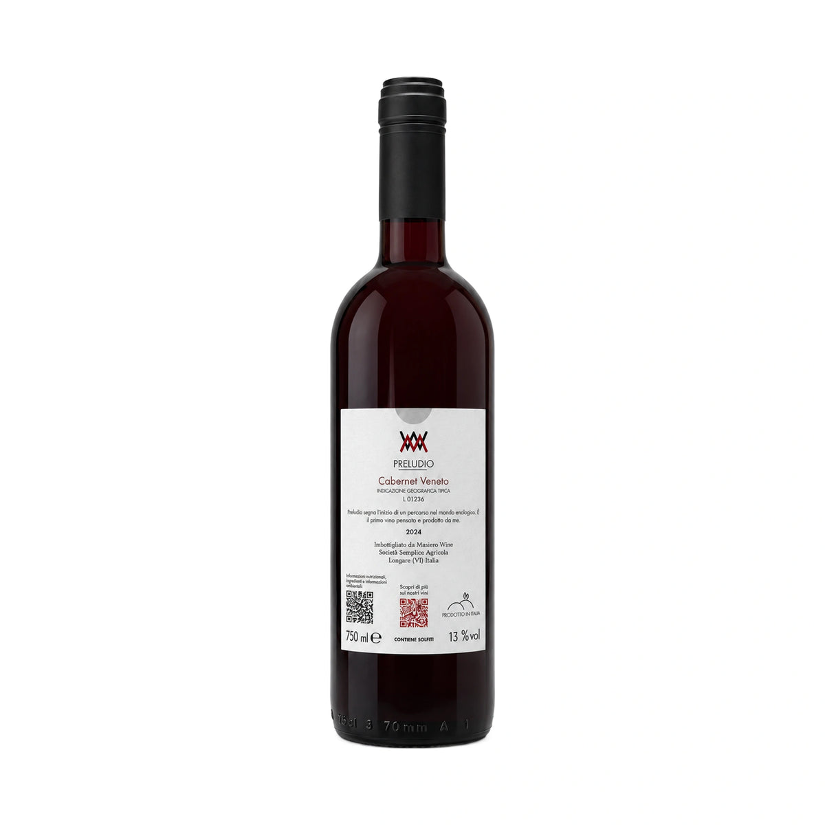 Preludio Cabernet Veneto IGT 2024 (retro etichetta)-Masiero Wine-Vaigustando