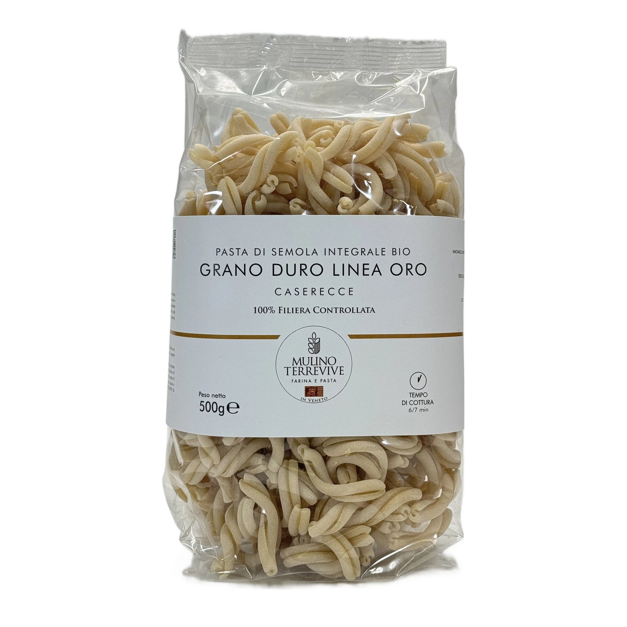 Pasta Integrale Grano Duro Linea Oro  Caserecce 500g - BIO  -  Mulino Terrevive - vaigustando