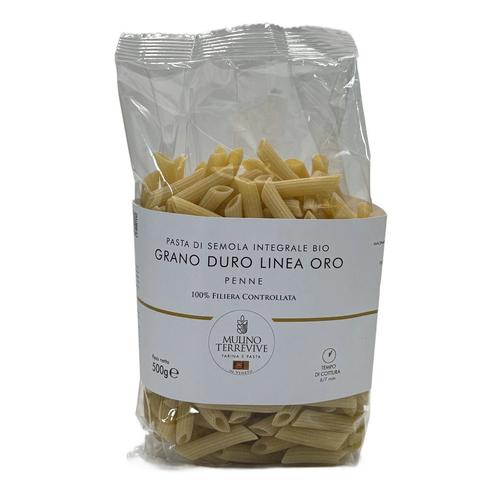 Pasta Integrale  Grano Duro Linea Oro  Penne 500g - BIO  -  Mulino Terrevive - vaigustando