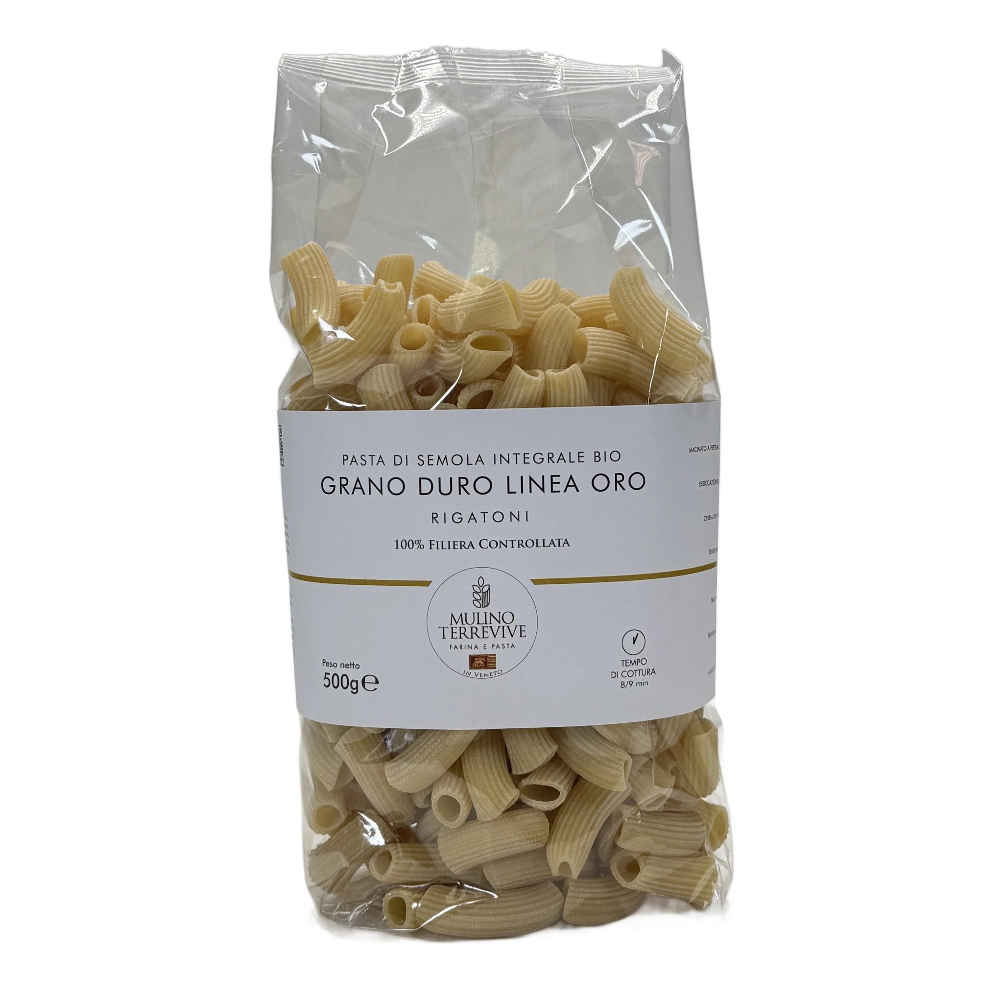 Pasta Integrale Grano Duro Linea Oro Rigatoni 500g - BIO  -  Mulino Terrevive - vaigustando